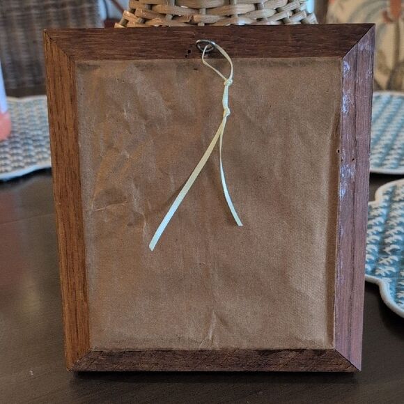 Vintage Framed Needlepoint Art Picture Girl with Pink Hat - Picture 5 of 8